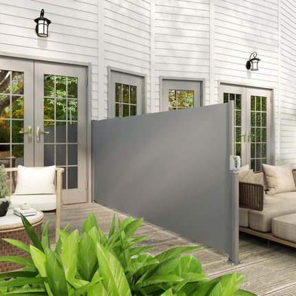 Dark gray extendable side awning, 300x140cm Privacy Screen