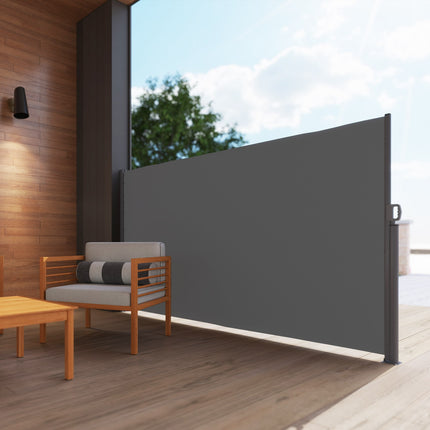 Outdoor Privacy Screen, retractable awning, dark grey, 300x180 cm