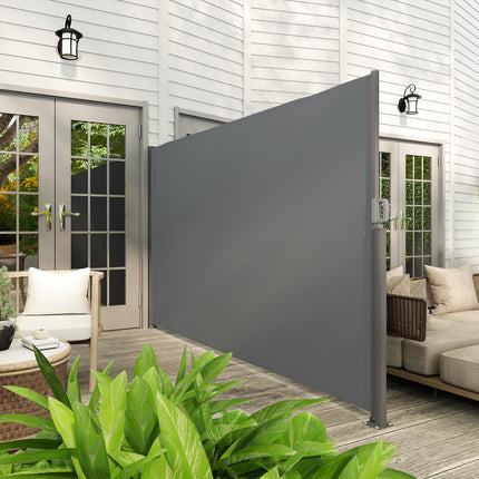 Outdoor Privacy Screen, retractable awning, dark grey, 300x180 cm