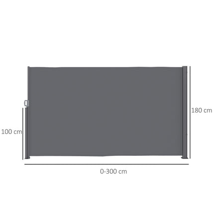 Outdoor Privacy Screen, retractable awning, dark grey, 300x180 cm