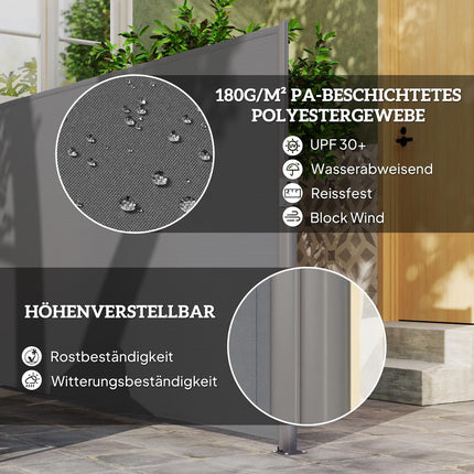 Outdoor Privacy Screen, retractable awning, dark grey, 300x180 cm