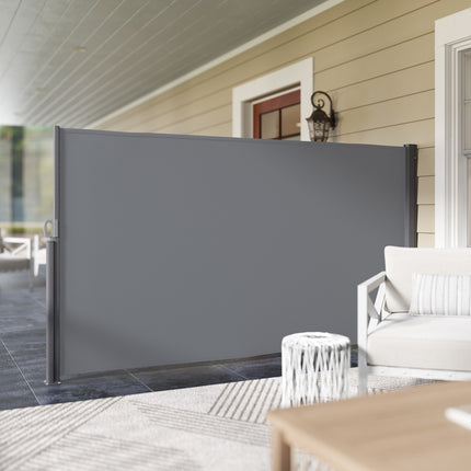 Outdoor Privacy Screen, retractable awning, dark grey, 300x180 cm
