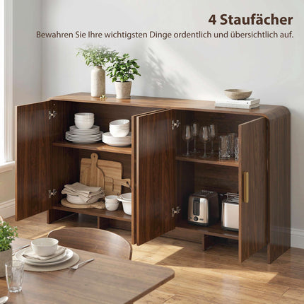 Sideboard Buffet 152 cm, Soft-Close Doors, Walnut Finish