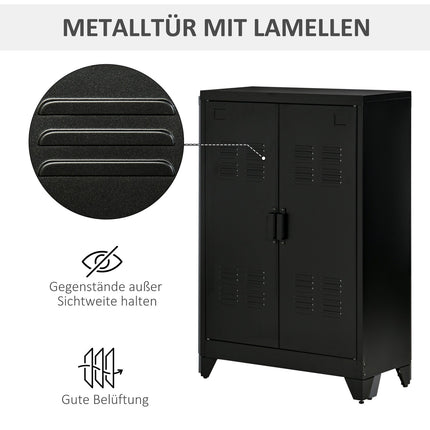 Black ribbed sideboards with shelves, 75x33x110 cm