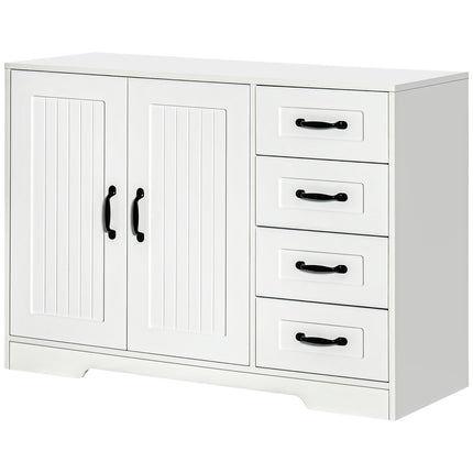 White sideboard - 4 drawers & adjustable shelf