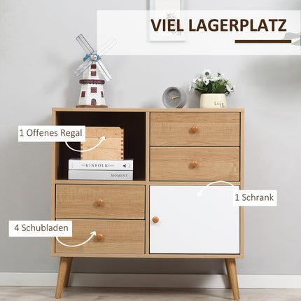Sideboard with open compartments, Scandi Design, Natural white