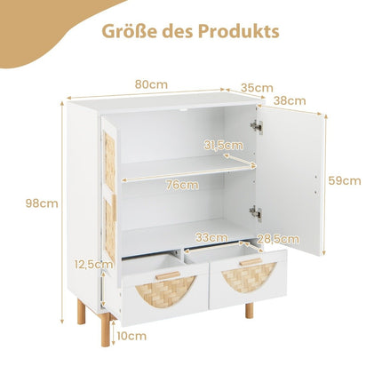 Sideboard buffet cabinet with 2 doors & 2 drawers & adjustable shelf kitchen cabinet