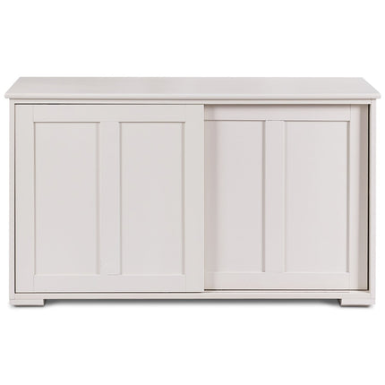 Sideboard kitchen cabinet side cabinet with sliding doors white/brown 106.5 x 33 x 60 cm-Beige