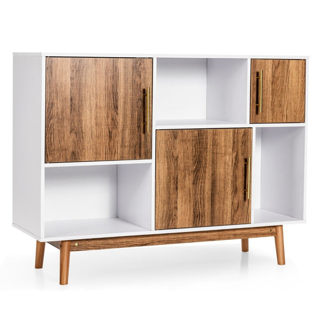 Sideboard standing shelf chest of drawers multi-purpose cupboard 95 x 31 x 76 cm white + coffee brown