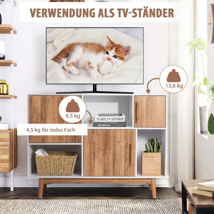 Sideboard standing shelf chest of drawers multi-purpose cupboard 95 x 31 x 76 cm white + coffee brown
