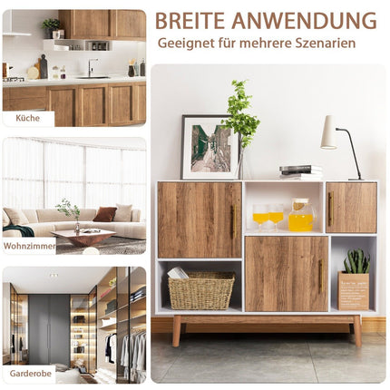 Sideboard standing shelf chest of drawers multi-purpose cupboard 95 x 31 x 76 cm white + coffee brown
