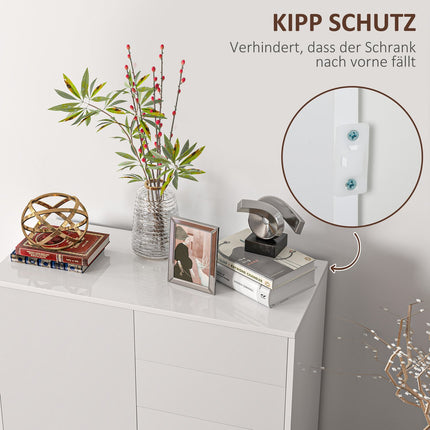 White storage sideboard - Adjustable shelf & drawer, 79x36x75 cm