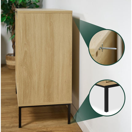 Sideboard with 2 rattan doors