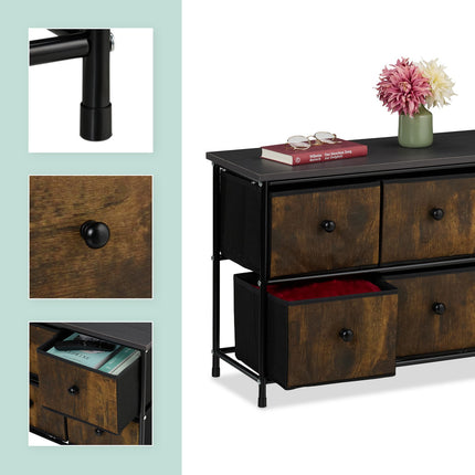Sideboard with 6 Drawers – Metal Frame, Fabric Storage