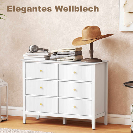 Sideboard with 6 Drawers, White, 100 x 40 x 78 cm