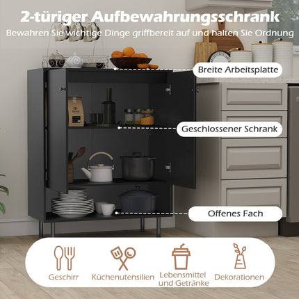 Sideboard with Adjustable Shelves, 2 Doors, 75x35x95 cm, Black
