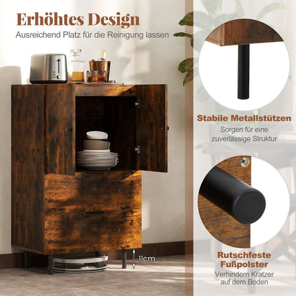 Sideboard with Metal Legs, Drawers & Doors, 60x41.5x102 cm