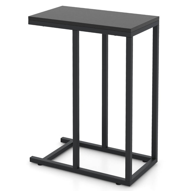 Side table C-shape sofa table with metal frame coffee table for living room 45.5 x 25.5 x 64 cm black