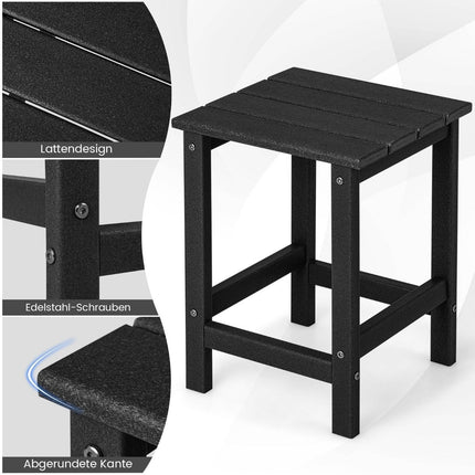 Side table Weather-resistant HDPE Adirondack table 36 x 36 x 47 cm Black
