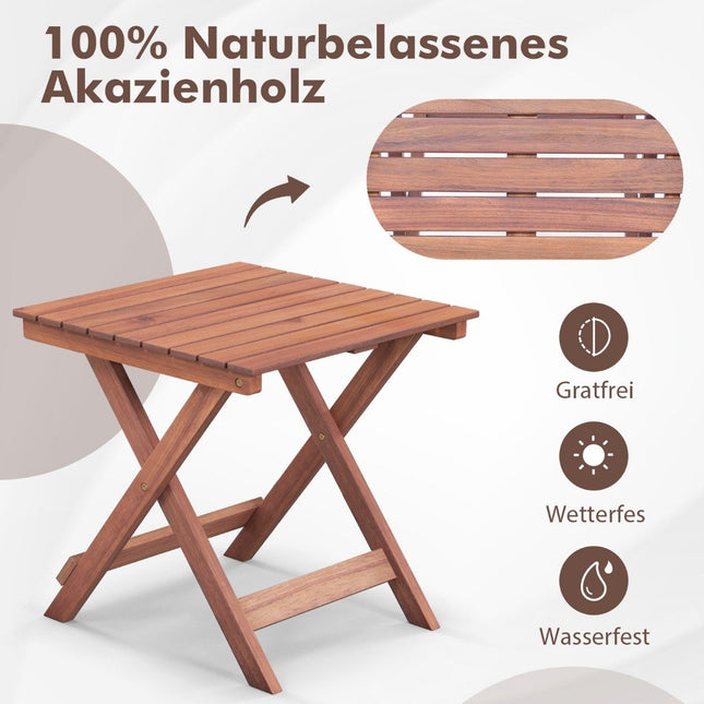 Bijzettafel acaciahout tuintafel klein balkontafeltje X-vorm 46 x 46 x 45 cm