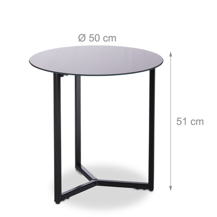 Side table around glass & metal