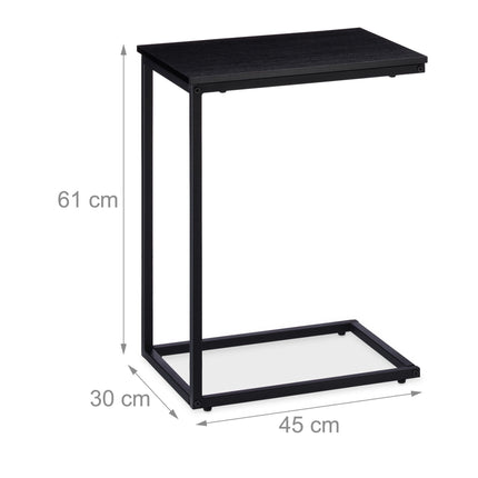Side table black with metal base
