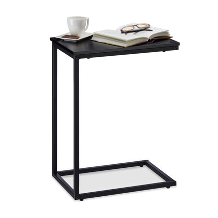 Side table black with metal base