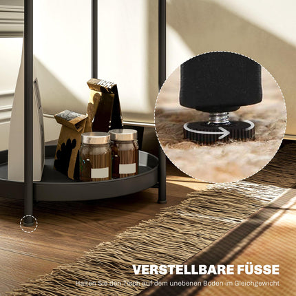 Round black coffee table - steel, 2 shelves, 44x44x56 cm