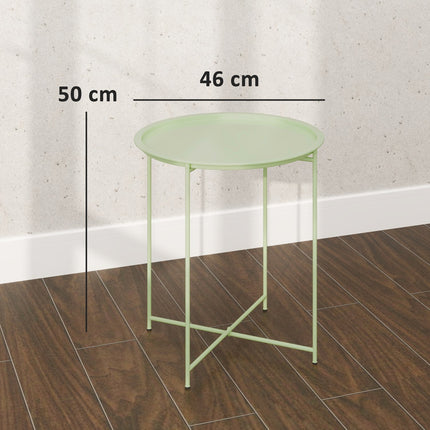 Round folding garden table - weatherproof & green, 46x50 cm