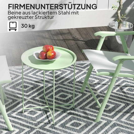 Round folding garden table - weatherproof & green, 46x50 cm
