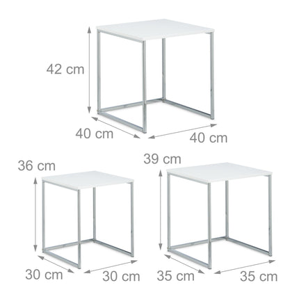 Side table in set of 3 with metal legs