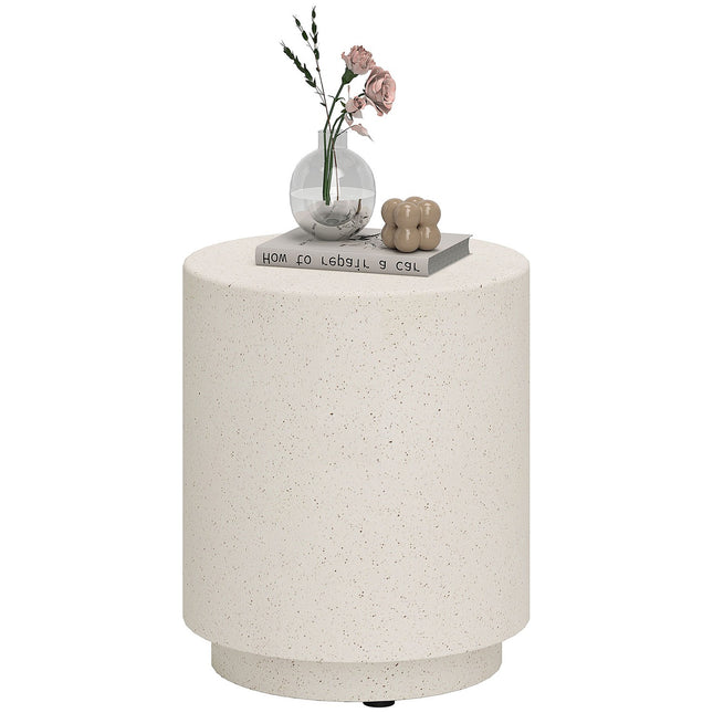 Creme White Stone-Look Coffee Table, Ø37 x 43 cm