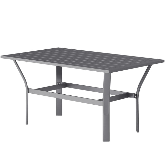 Dark gray metal outdoor table, weather resistant and easy to maintain
