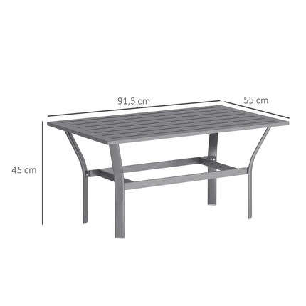 Dark gray metal outdoor table, weather resistant and easy to maintain