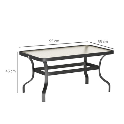 Coffee table in tempered glass, wave design, 95x55 cm, black