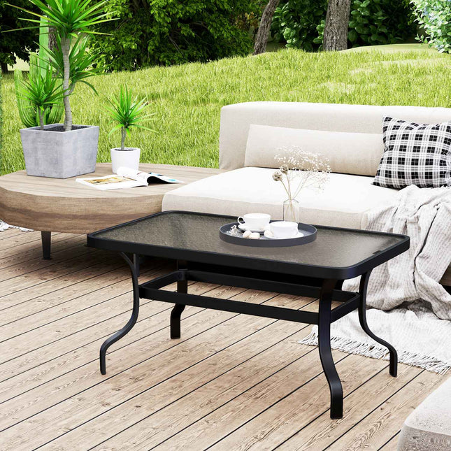 Coffee table in tempered glass, wave design, 95x55 cm, black