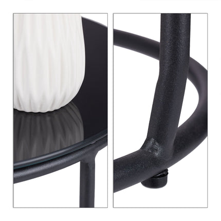 Side table with footstool black