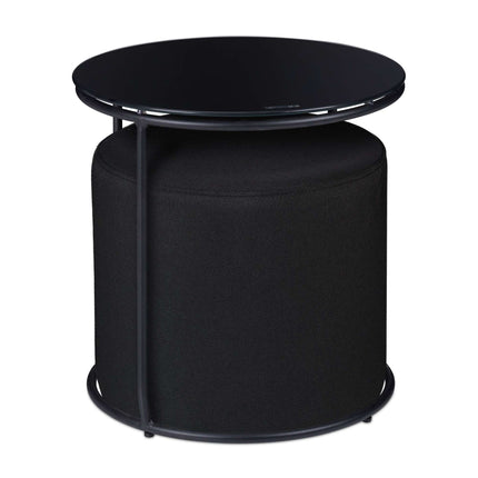 Side table with footstool black