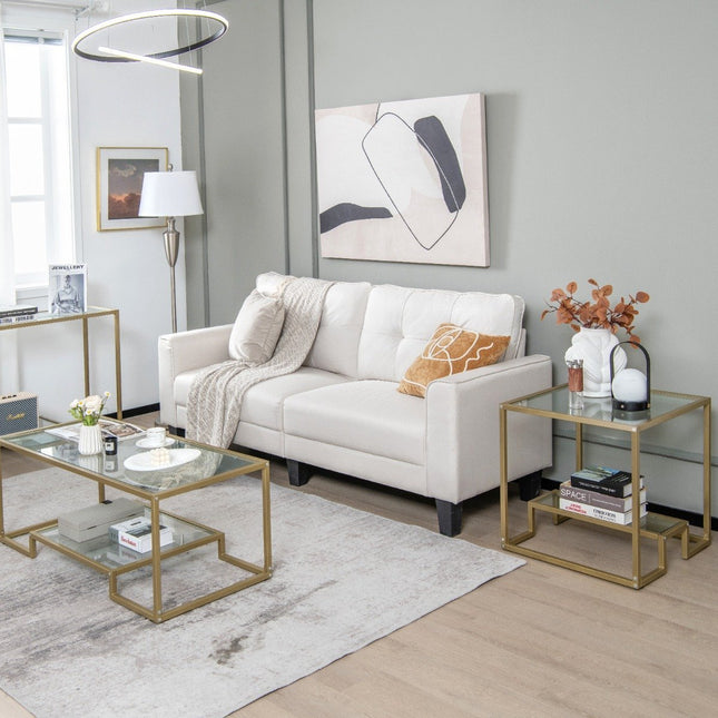 Side table with glass table top & metal frame square 56 x 56 x 56.5 cm gold
