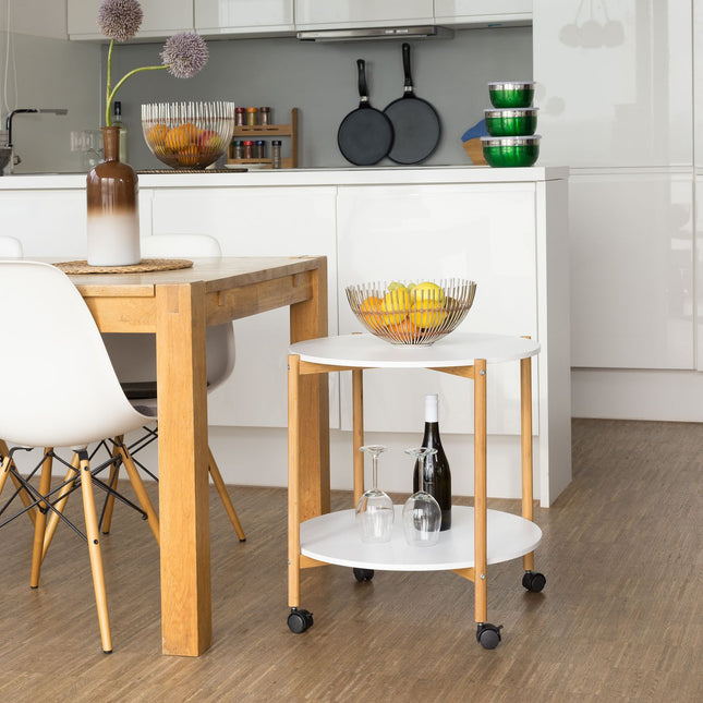 Side table with wheels and 2 levels