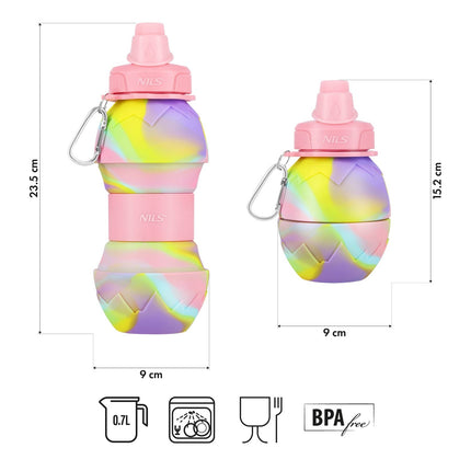Silicone Folding Water Bottle, 700ml, Pink