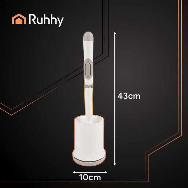 Silicone Toilet Brush with Holder, White, Antibacterial