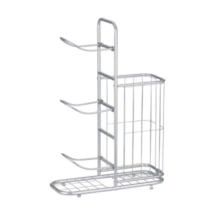 Silver Metal Ball Rack with 4 Shelves and Basket