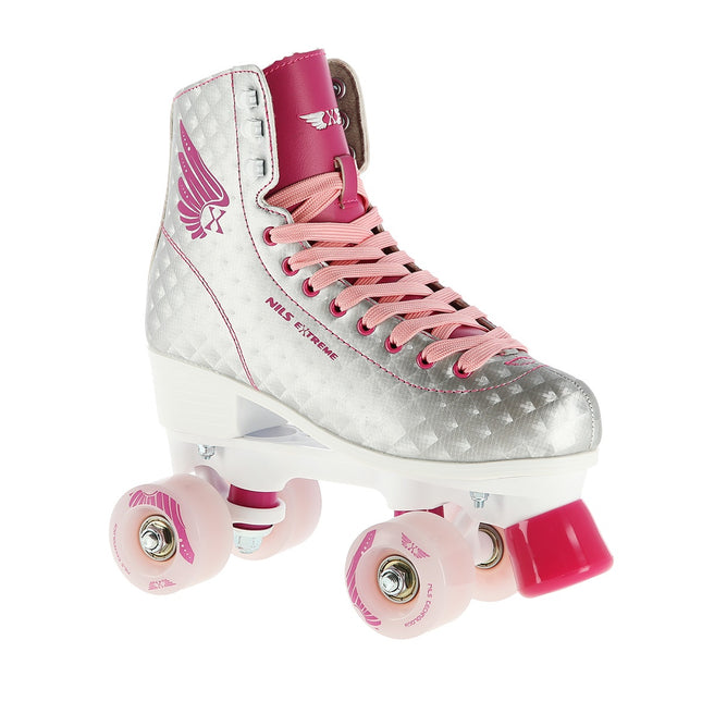 Silver-Pink Roller Skates, Size 36