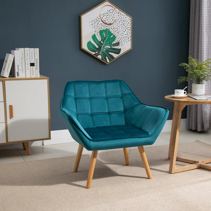 Velvet Wing Armchair, raised legs, green, 64x62x72.5 cm