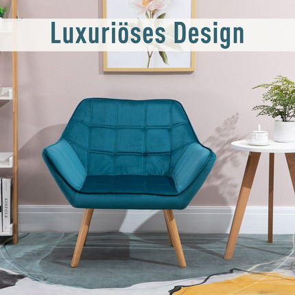 Velvet Wing Armchair, raised legs, green, 64x62x72.5 cm