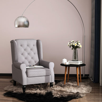 Gray Wingback Accent Chair, Tufted, Polyester, 74x86x102cm