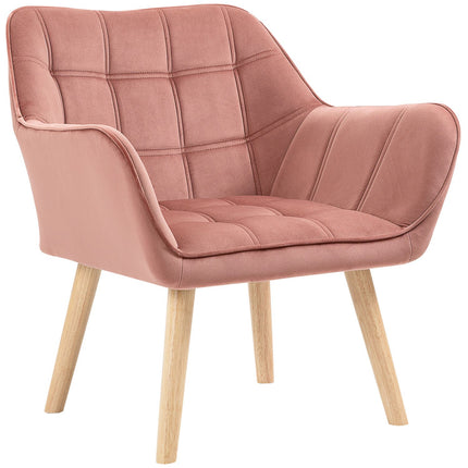Scandinavian velvet armchair with raised legs - 68.5 x 61 x 72.5 cm