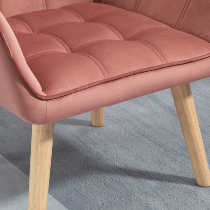 Scandinavian velvet armchair with raised legs - 68.5 x 61 x 72.5 cm