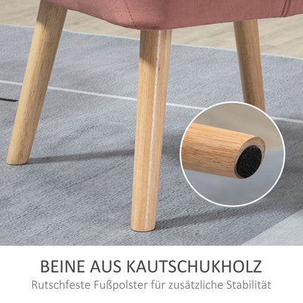 Scandinavian velvet armchair with raised legs - 68.5 x 61 x 72.5 cm